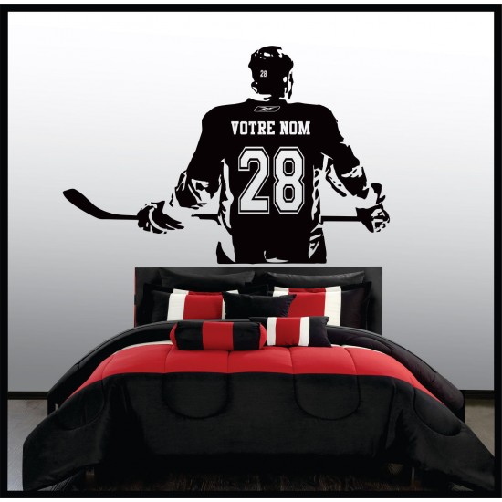 Wall sticker - Hockey player back view to personalize
